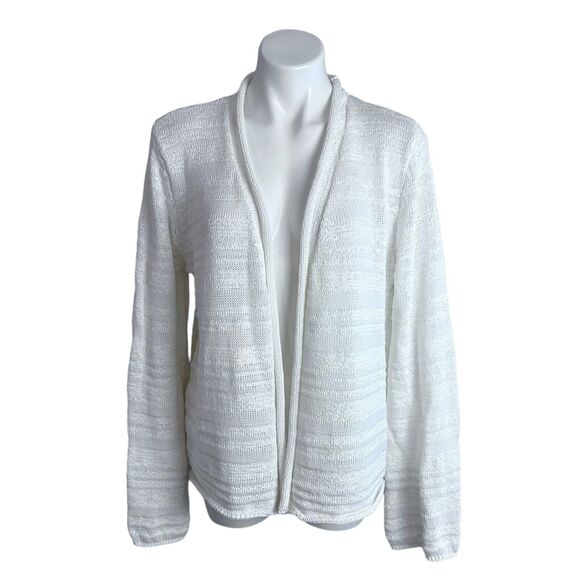 Max Studio Cardigan Sweater Long Sleeve Open Front Ivory Loose Knit Beach Sz XL - Picture 1 of 12